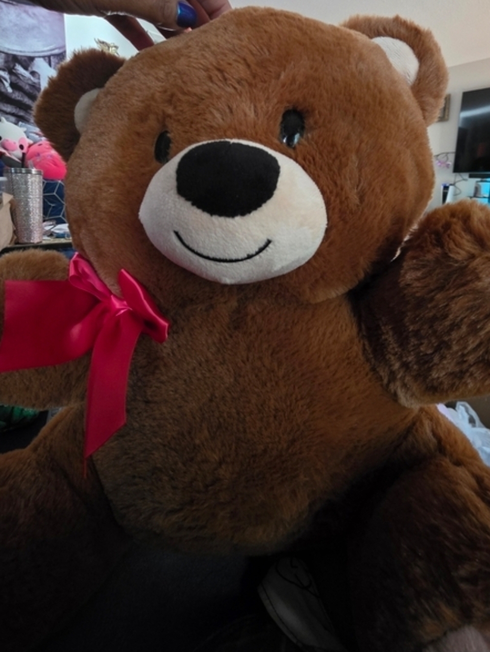 Plush Brown Teddy Bear with Red Bow - Kids Toys (New)